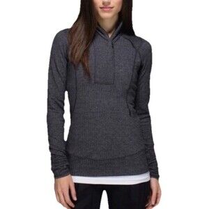 Lululemon Think Fast Pullover Heathered Herringbone Grey Size 6 Athletic